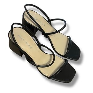 Black Marc Fisher Strappy Block Galvin Heels NWOT